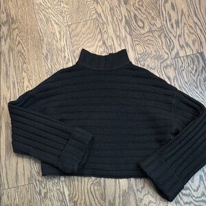 Black Ribbed Turtleneck Sweater